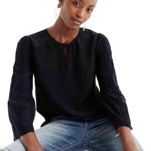 J. Crew Silk Bell Sleeve Blouse In Black NEW!